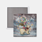 Elf die op een ijsbeer rijdt Kerstvakantie Kunst Magneet (Voorkant / Achterkant)