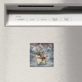 Elf die op een ijsbeer rijdt Kerstvakantie Kunst Magneet (Insitu (Vaatwasser))