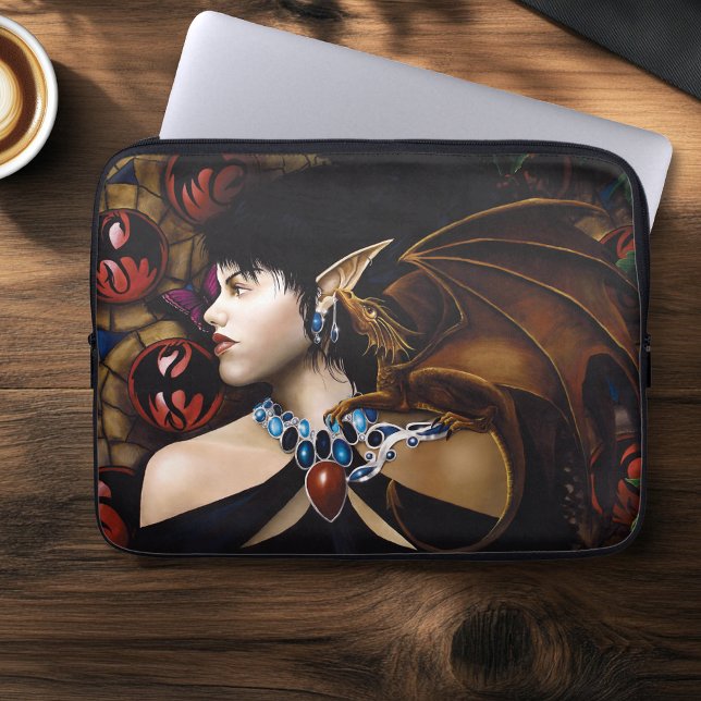 Elf Dragon Butterfly Fantasy Laptop Sleeve (Creator heeft geüpload)