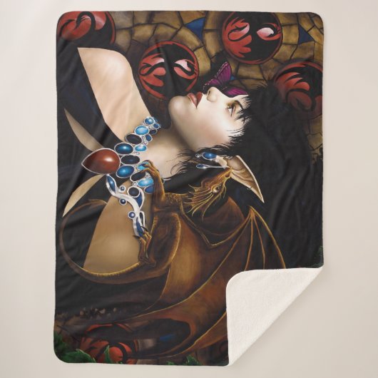 Elf Dragon Butterfly Fantasy Sherpa Deken (Voorkant)