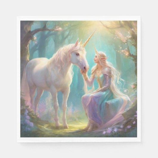 Elf eenhoorn papier servet (Voorkant)