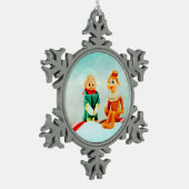 Elf eerste datum tin sneeuwvlok ornament (Links)