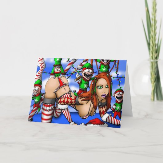 Elf, elf, en Meer Elf Feestdagen Kaart (Voorkant)