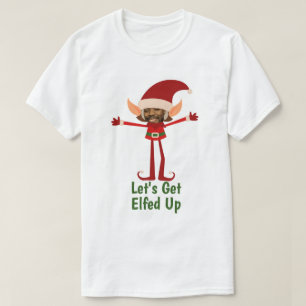 Elf Elfed omhoog Kerstmis foto ingelijst hoofd T-shirt