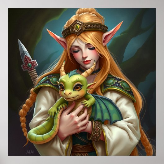 Elf en babydraak poster (Voorkant)