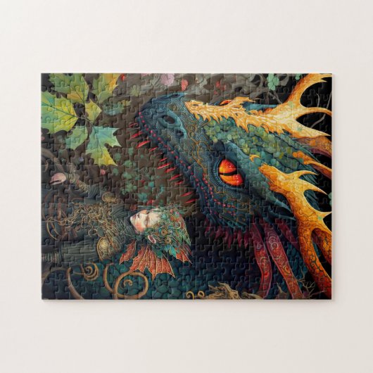 Elf en Dragon Fantasy Art Legpuzzel (Horizontaal)