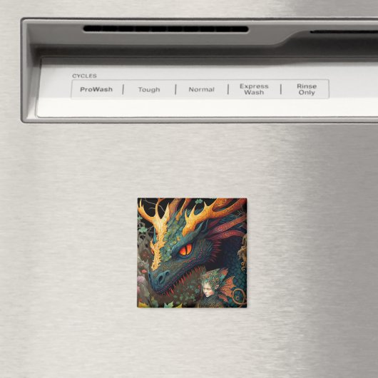 Elf en Dragon Fantasy Art Magneet (Insitu (Vaatwasser))