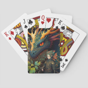 Elf en Dragon Fantasy Art Pokerkaarten