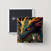 Elf en Dragon Fantasy Art Vierkante Button 5,1 Cm (Voorkant /achterkant)