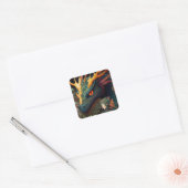 Elf en Dragon Fantasy Art Vierkante Sticker (Envelop)