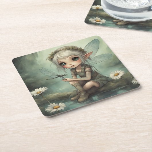 Elf en Dragonfly 5 Kartonnen Onderzetters (Schuin)