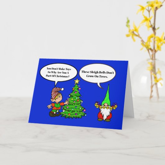 Elf en Gnome Funny-kerstkaart Kaart (Gele Bloem)