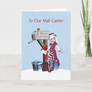 Elf en Mailbox Happy HolidaysTo Mail Carrier Feestdagen Kaart