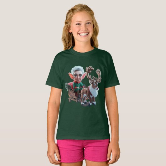 ELF en rendier Kinder T-shirts (Voorkant volledig)
