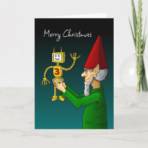 Elf en Robot Kerst Foto Kaart