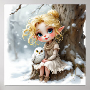 Elf en Sneeuwuil Poster