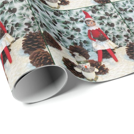Elf- en Snowman-pakpapier Cadeaupapier (Rol Hoek)