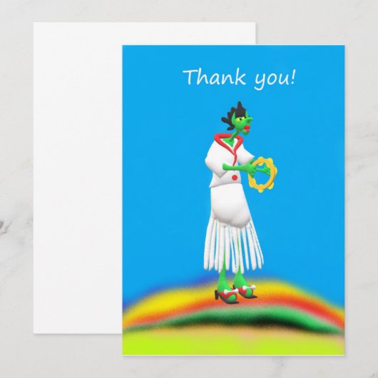 Elf en Tambourine Bedankkaart (Voorkant / Achterkant)