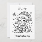 Elf en Teddy Bear kleuren mij Kaart (Voorkant)