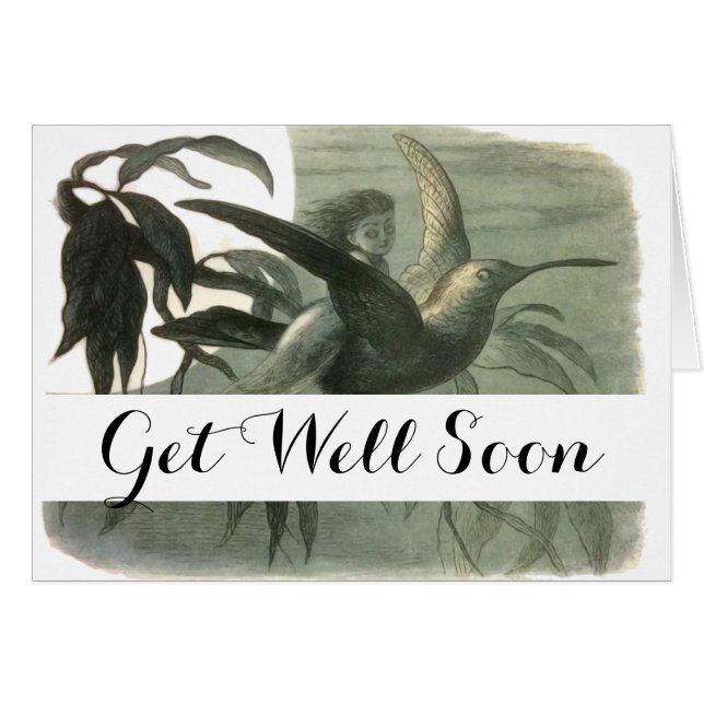 Elf Fairies Elfen Maan Nachtscène Vogel Vliegen (Voorkant Horizontaal)