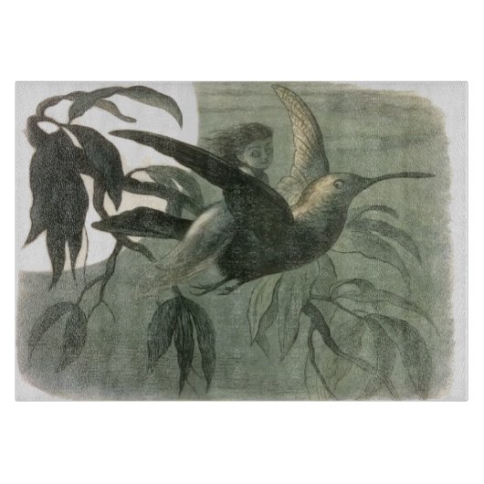 Elf Fairies Elfen Maan Nachtscène Vogel Vliegen Snijplank (Voorkant)