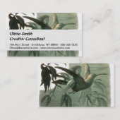 Elf Fairies Elfen Maan Nachtscène Vogel Vliegen Visitekaartje (Voorkant / Achterkant)