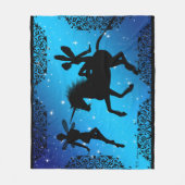 Elf Fairy Unicorn Fantasy Med met zwarte achtergro Fleece Deken (Voorkant)