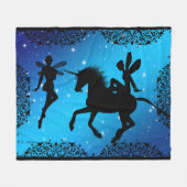 Elf Fairy Unicorn Fantasy Med met zwarte achtergro Fleece Deken (Voorkant (Horizontaal))