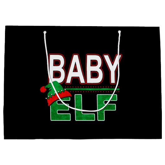 Elf Familie | Baby Elf Kerstvakantie #TeamElf Large Cadeautasje (Achterkant)