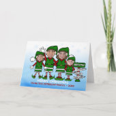 Elf Familie (brunette3) Kerstmis Feestdagen Kaart (Voorkant)