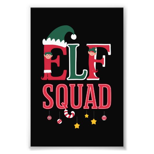 Elf Familie Kerst Bijpassende Pyjama Elf Squad Foto Afdruk (Voorkant)