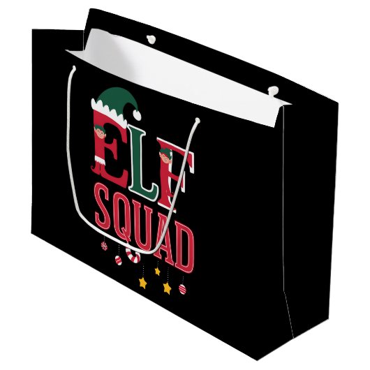 Elf Familie Kerst Bijpassende Pyjama Elf Squad Groot Cadeauzakje (Voorkant Gekanteld)