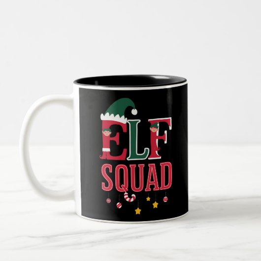 Elf Familie Kerst Bijpassende Pyjama Elf Squad Tweekleurige Koffiemok (Links)