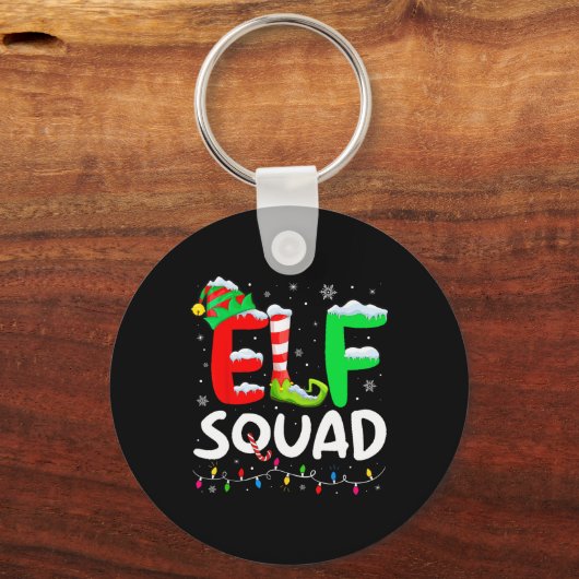 Elf Familie Kerst Bijpassende Pyjama Xmas Elf Squ Sleutelhanger (Voorkant)