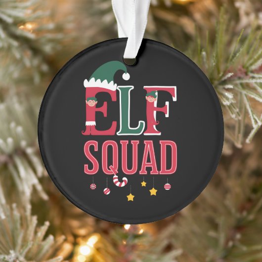 Elf Familie Kerst Matching Pyjama's Elf Squad Ornament (Boom)
