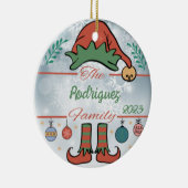 Elf Familie Kerstmis Keramisch Ornament (Rechts)