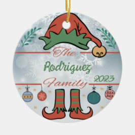 Elf Familie Kerstmis Keramisch Ornament