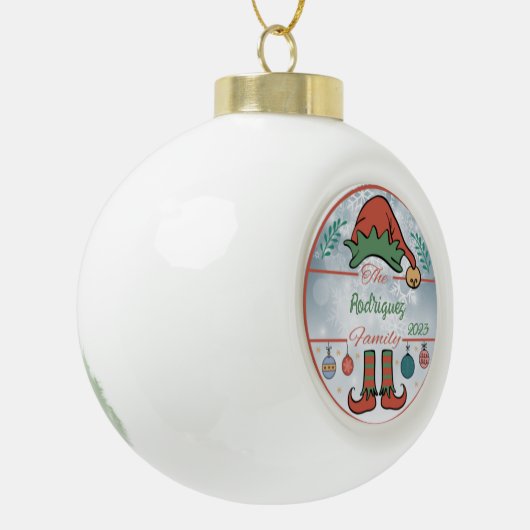 Elf Familie Kerstmis Keramische Bal Ornament (Links)