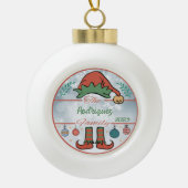 Elf Familie Kerstmis Keramische Bal Ornament (Voorkant)