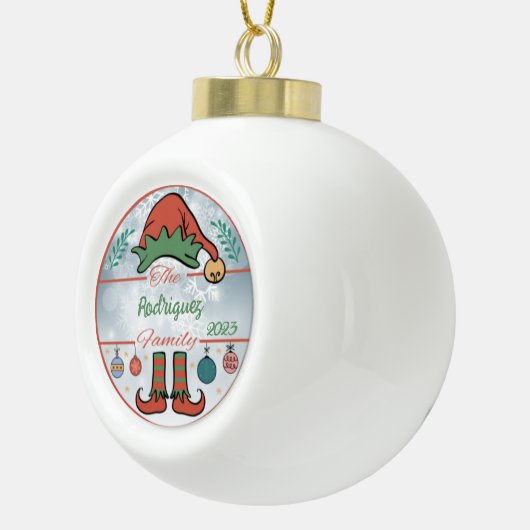 Elf Familie Kerstmis Keramische Bal Ornament (Rechts)