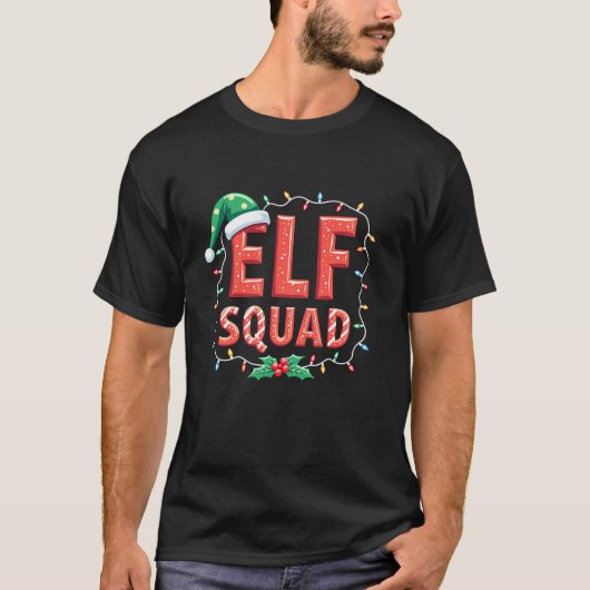 Elf Familie Kerstmis Matching Pyjama Elf Squ T-shirt (Voorkant)