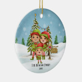 Elf Familie van 3 mama vader en zoon Keramisch Ornament (Rechts)