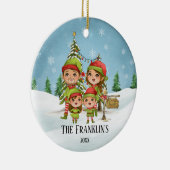 Elf Familie van 4 mam Pap Dochterzoon Keramisch Ornament (Rechts)