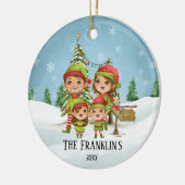 Elf Familie van 4 mam Pap Dochterzoon Keramisch Ornament (Links)
