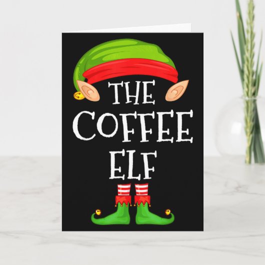 Elf Family Christmas Coffee Elf Sweater Matching C Kaart (Voorkant)