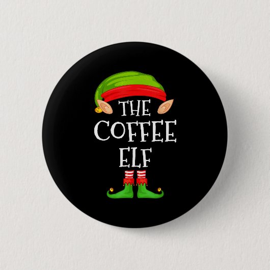 Elf Family Christmas Coffee Elf Sweater Matching C Ronde Button 5,7 Cm (Voorkant)