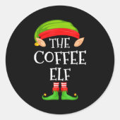 Elf Family Christmas Coffee Elf Sweater Matching C Ronde Sticker (Voorkant)