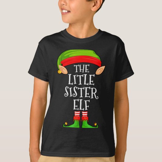 Elf Family Christmas Little Sister Elf Sweater Mat T-shirt (Voorkant)
