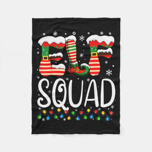 Elf Family Christmas Matching Pajamas Xmas Elf Squ Fleece Deken (Voorkant)
