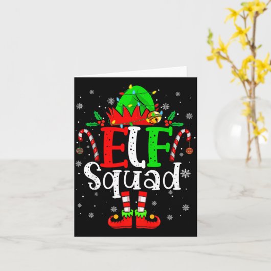 Elf Family Christmas Matching Pajamas Xmas Elf Squ Kaart (Gele Bloem)